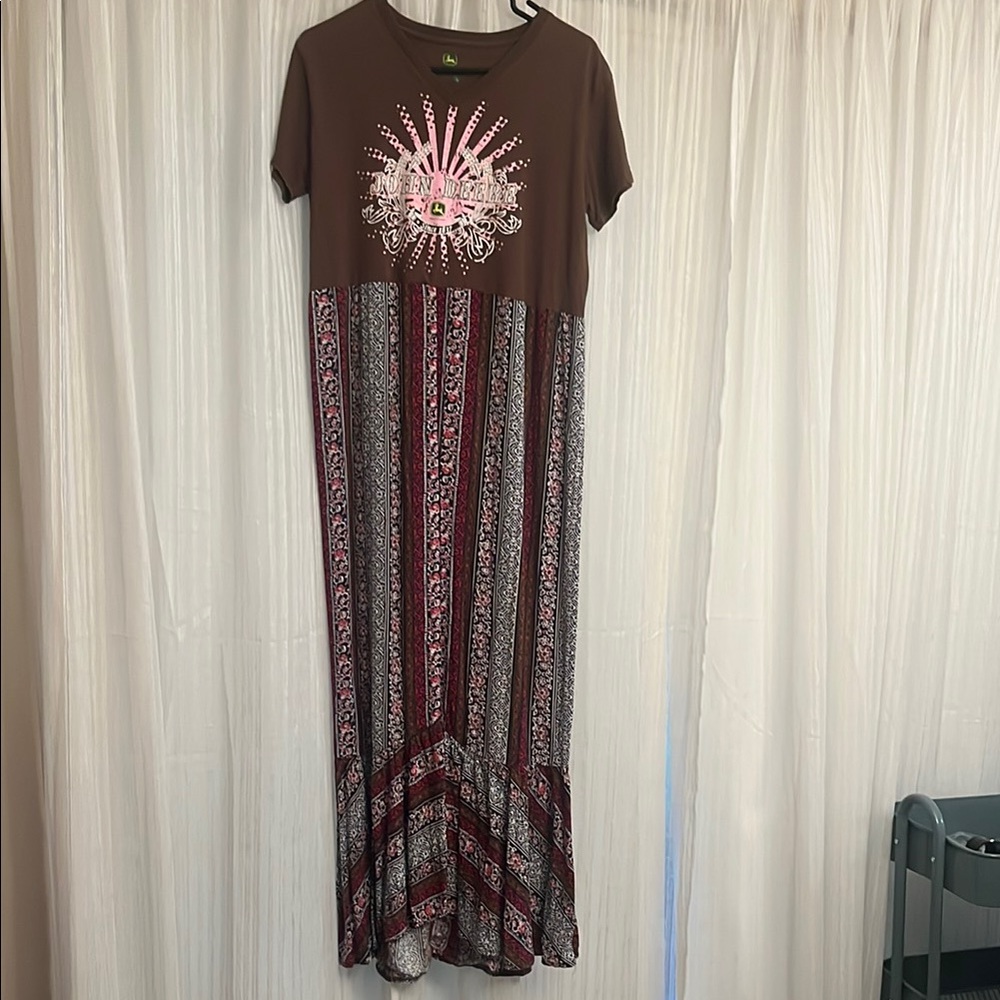 Brown Patterned John Deere Maxi Dress